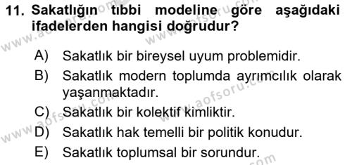 İnsan Davranışı Ve Sosyal Çevre 2 Dersi 2023 - 2024 Yılı (Final) Dönem Sonu Sınavı 11. Soru