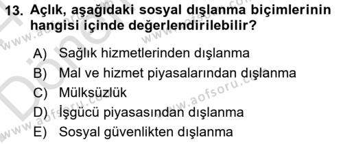 İnsan Davranışı Ve Sosyal Çevre 2 Dersi 2023 - 2024 Yılı (Final) Dönem Sonu Sınavı 13. Soru