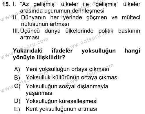 İnsan Davranışı Ve Sosyal Çevre 2 Dersi 2023 - 2024 Yılı (Final) Dönem Sonu Sınavı 15. Soru