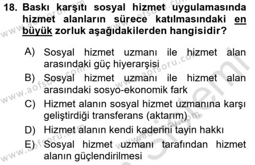 İnsan Davranışı Ve Sosyal Çevre 2 Dersi 2023 - 2024 Yılı (Final) Dönem Sonu Sınavı 18. Soru