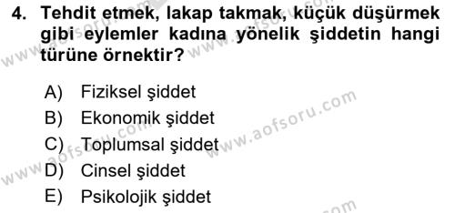 İnsan Davranışı Ve Sosyal Çevre 2 Dersi 2023 - 2024 Yılı (Final) Dönem Sonu Sınavı 4. Soru