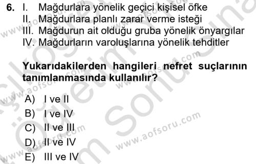 İnsan Davranışı Ve Sosyal Çevre 2 Dersi 2023 - 2024 Yılı (Final) Dönem Sonu Sınavı 6. Soru