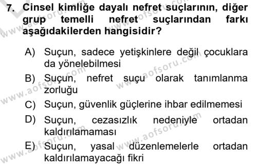 İnsan Davranışı Ve Sosyal Çevre 2 Dersi 2023 - 2024 Yılı (Final) Dönem Sonu Sınavı 7. Soru