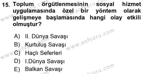 Yaşlılarla Sosyal Hizmet Dersi 2023 - 2024 Yılı (Vize) Ara Sınavı 15. Soru