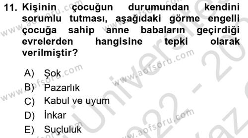 Engellilerle Sosyal Hizmet Dersi 2022 - 2023 Yılı Yaz Okulu Sınavı 11. Soru