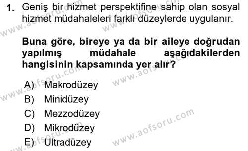 Tıbbi Ve Psikiyatrik Sosyal Hizmet Dersi 2023 - 2024 Yılı (Vize) Ara Sınavı 1. Soru