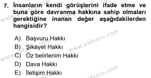 Tıbbi Ve Psikiyatrik Sosyal Hizmet Dersi 2023 - 2024 Yılı (Vize) Ara Sınavı 7. Soru