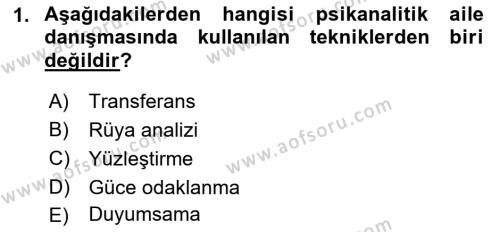 Aile Ve Çocukla Sosyal Hizmet Dersi 2021 - 2022 Yılı Yaz Okulu Sınavı 1. Soru