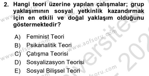 Gruplarla Sosyal Hizmet Dersi 2022 - 2023 Yılı (Vize) Ara Sınavı 2. Soru