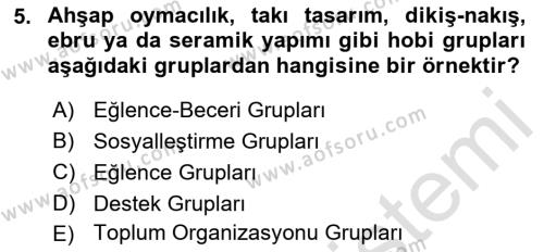 Gruplarla Sosyal Hizmet Dersi 2023 - 2024 Yılı (Vize) Ara Sınavı 5. Soru