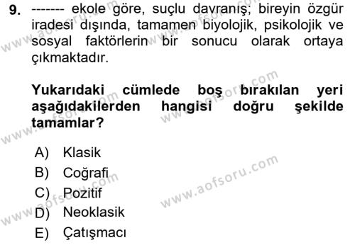 Sokak Sosyal Hizmeti Ve Adli Sosyal Hizmet Dersi 2018 - 2019 Yılı 3 Ders Sınavı 9. Soru