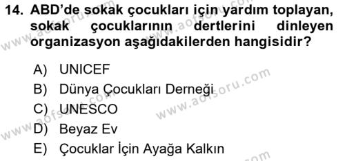 Sokak Sosyal Hizmeti Ve Adli Sosyal Hizmet Dersi 2020 - 2021 Yılı Yaz Okulu Sınavı 14. Soru