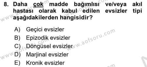 Sokak Sosyal Hizmeti Ve Adli Sosyal Hizmet Dersi 2020 - 2021 Yılı Yaz Okulu Sınavı 8. Soru