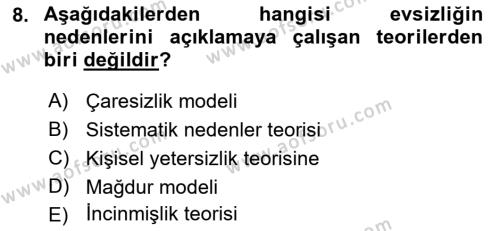 Sokak Sosyal Hizmeti Ve Adli Sosyal Hizmet Dersi 2021 - 2022 Yılı (Vize) Ara Sınavı 8. Soru