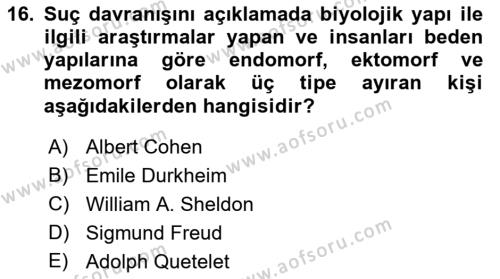 Sokak Sosyal Hizmeti Ve Adli Sosyal Hizmet Dersi 2021 - 2022 Yılı (Final) Dönem Sonu Sınavı 16. Soru