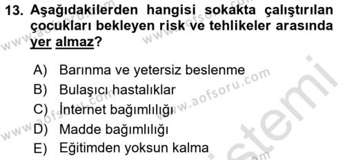 Sokak Sosyal Hizmeti Ve Adli Sosyal Hizmet Dersi 2021 - 2022 Yılı Yaz Okulu Sınavı 13. Soru