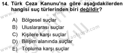 Sokak Sosyal Hizmeti Ve Adli Sosyal Hizmet Dersi 2021 - 2022 Yılı Yaz Okulu Sınavı 14. Soru