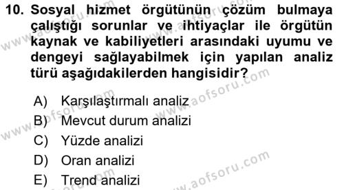 Toplumla Sosyal Hizmet Dersi 2020 - 2021 Yılı Yaz Okulu Sınavı 10. Soru