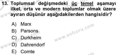 Toplumla Sosyal Hizmet Dersi 2020 - 2021 Yılı Yaz Okulu Sınavı 13. Soru