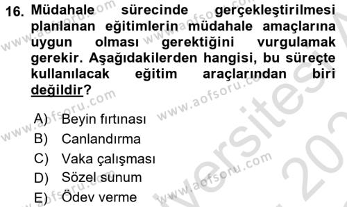 Toplumla Sosyal Hizmet Dersi 2020 - 2021 Yılı Yaz Okulu Sınavı 16. Soru