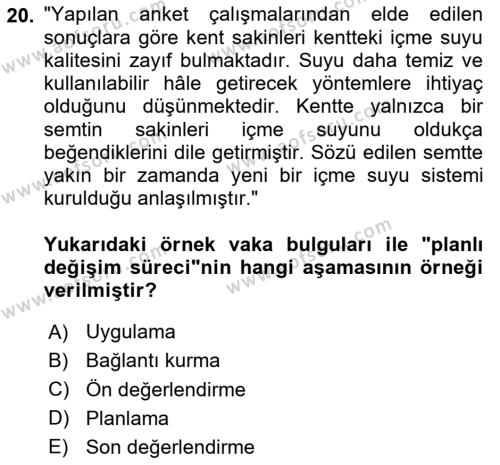 Toplumla Sosyal Hizmet Dersi 2020 - 2021 Yılı Yaz Okulu Sınavı 20. Soru