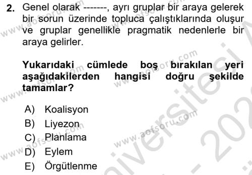 Toplumla Sosyal Hizmet Dersi 2021 - 2022 Yılı (Vize) Ara Sınavı 2. Soru