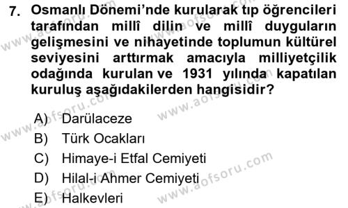 Toplumla Sosyal Hizmet Dersi 2021 - 2022 Yılı (Vize) Ara Sınavı 7. Soru