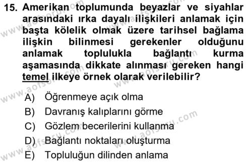 Toplumla Sosyal Hizmet Dersi 2021 - 2022 Yılı (Final) Dönem Sonu Sınavı 15. Soru