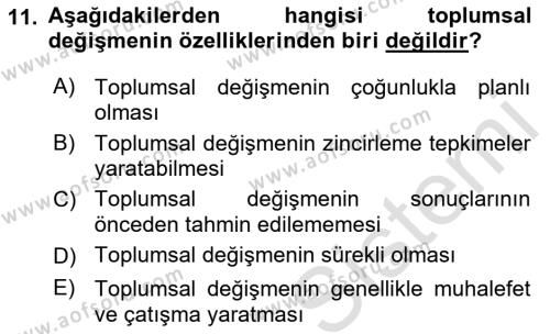 Toplumla Sosyal Hizmet Dersi 2021 - 2022 Yılı Yaz Okulu Sınavı 11. Soru