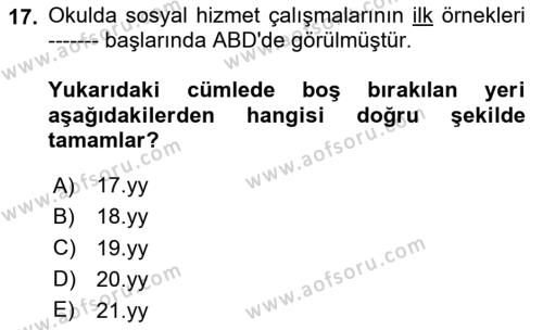 Göçmen Ve Sığınmacılarla Sosyal Hizmet Dersi 2020 - 2021 Yılı Yaz Okulu Sınavı 17. Soru