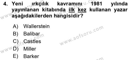 Göçmen Ve Sığınmacılarla Sosyal Hizmet Dersi 2020 - 2021 Yılı Yaz Okulu Sınavı 4. Soru