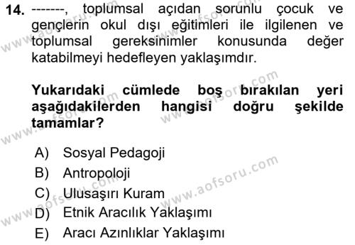 Göçmen Ve Sığınmacılarla Sosyal Hizmet Dersi 2021 - 2022 Yılı (Final) Dönem Sonu Sınavı 14. Soru