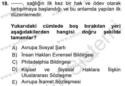 Göçmen Ve Sığınmacılarla Sosyal Hizmet Dersi 2021 - 2022 Yılı (Final) Dönem Sonu Sınavı 18. Soru