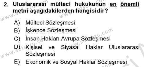 Göçmen Ve Sığınmacılarla Sosyal Hizmet Dersi 2021 - 2022 Yılı (Final) Dönem Sonu Sınavı 2. Soru