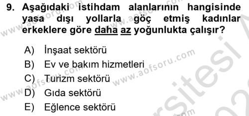 Göçmen Ve Sığınmacılarla Sosyal Hizmet Dersi 2021 - 2022 Yılı (Final) Dönem Sonu Sınavı 9. Soru