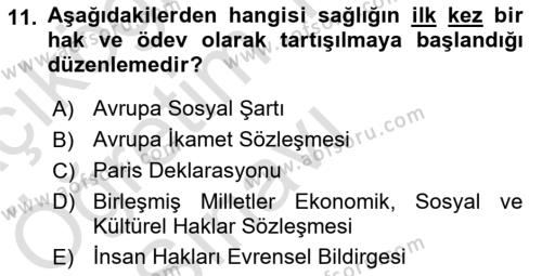 Göçmen Ve Sığınmacılarla Sosyal Hizmet Dersi 2021 - 2022 Yılı Yaz Okulu Sınavı 11. Soru