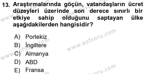 Göçmen Ve Sığınmacılarla Sosyal Hizmet Dersi 2021 - 2022 Yılı Yaz Okulu Sınavı 13. Soru