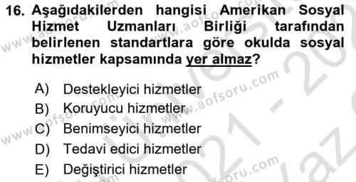 Göçmen Ve Sığınmacılarla Sosyal Hizmet Dersi 2021 - 2022 Yılı Yaz Okulu Sınavı 16. Soru