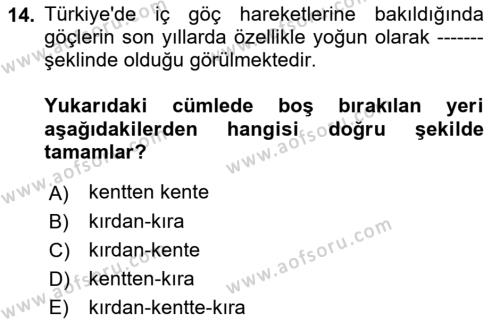 Göçmen Ve Sığınmacılarla Sosyal Hizmet Dersi 2022 - 2023 Yılı (Vize) Ara Sınavı 14. Soru