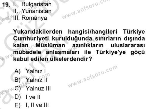 Göçmen Ve Sığınmacılarla Sosyal Hizmet Dersi 2022 - 2023 Yılı (Vize) Ara Sınavı 19. Soru