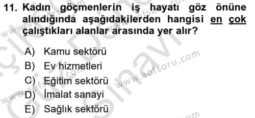 Göçmen Ve Sığınmacılarla Sosyal Hizmet Dersi 2022 - 2023 Yılı (Final) Dönem Sonu Sınavı 11. Soru