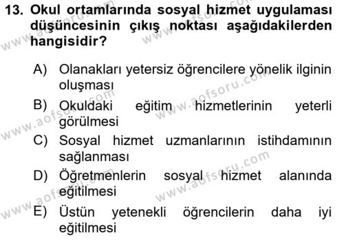 Göçmen Ve Sığınmacılarla Sosyal Hizmet Dersi 2022 - 2023 Yılı (Final) Dönem Sonu Sınavı 13. Soru