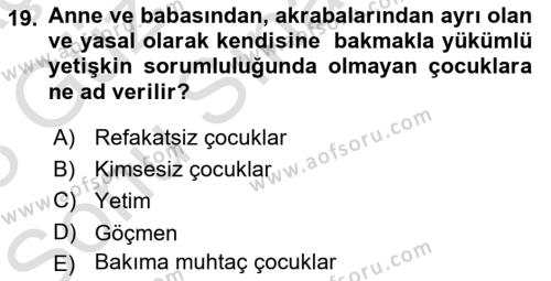 Göçmen Ve Sığınmacılarla Sosyal Hizmet Dersi 2022 - 2023 Yılı (Final) Dönem Sonu Sınavı 19. Soru