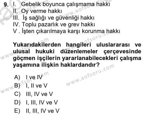 Göçmen Ve Sığınmacılarla Sosyal Hizmet Dersi 2022 - 2023 Yılı (Final) Dönem Sonu Sınavı 9. Soru