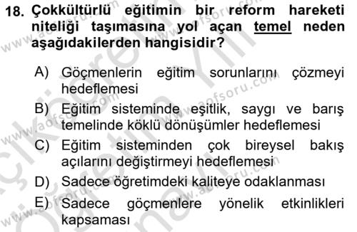 Göçmen Ve Sığınmacılarla Sosyal Hizmet Dersi 2022 - 2023 Yılı Yaz Okulu Sınavı 18. Soru