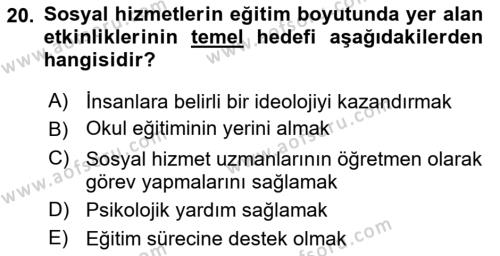 Göçmen Ve Sığınmacılarla Sosyal Hizmet Dersi 2022 - 2023 Yılı Yaz Okulu Sınavı 20. Soru