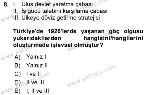 Göçmen Ve Sığınmacılarla Sosyal Hizmet Dersi 2022 - 2023 Yılı Yaz Okulu Sınavı 8. Soru