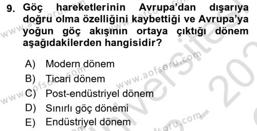 Göçmen Ve Sığınmacılarla Sosyal Hizmet Dersi 2022 - 2023 Yılı Yaz Okulu Sınavı 9. Soru