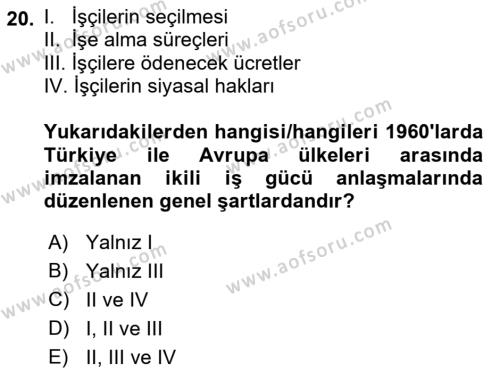 Göçmen Ve Sığınmacılarla Sosyal Hizmet Dersi 2023 - 2024 Yılı (Vize) Ara Sınavı 20. Soru