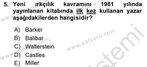 Göçmen Ve Sığınmacılarla Sosyal Hizmet Dersi 2023 - 2024 Yılı (Vize) Ara Sınavı 5. Soru